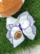 Football Embroidered Moonstitch Hair Bows