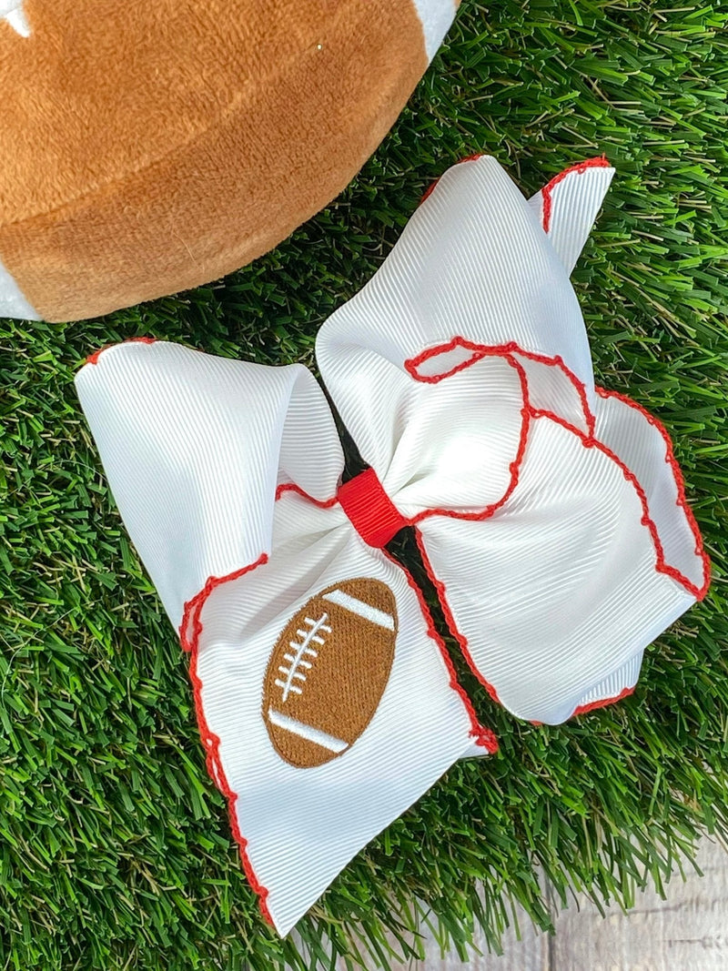 Football Embroidered Moonstitch Hair Bows