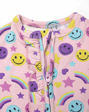 Smiley Rainbow Ruffled Zippered Footie – Bamboo Baby Sleeper