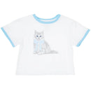 Blue Gingham Bow Kitty White Ringer Boxy Tee – Girls Boutique Graphic Shirt | Bossier City, LA