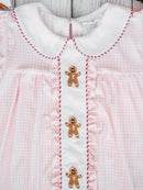 Gingerbread Friends Pink Embroidered Dress