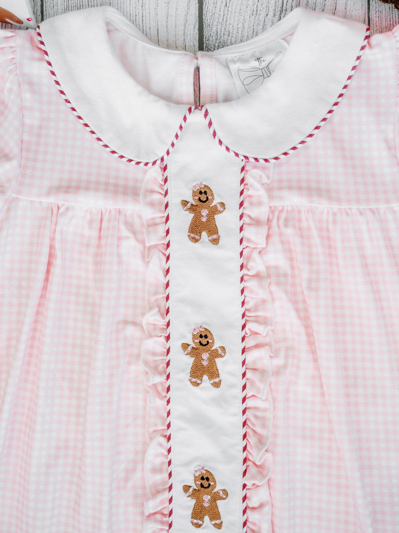 Gingerbread Friends Pink Embroidered Dress