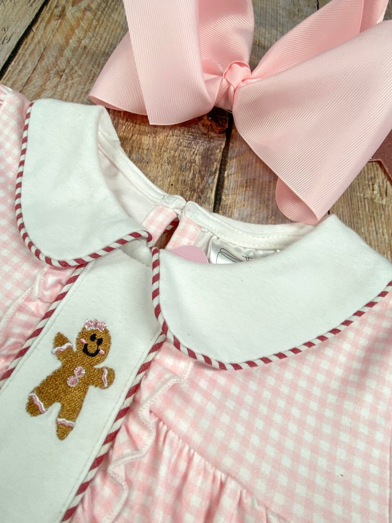 Gingerbread Friends Pink Embroidered Dress