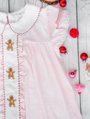 Gingerbread Friends Pink Embroidered Dress