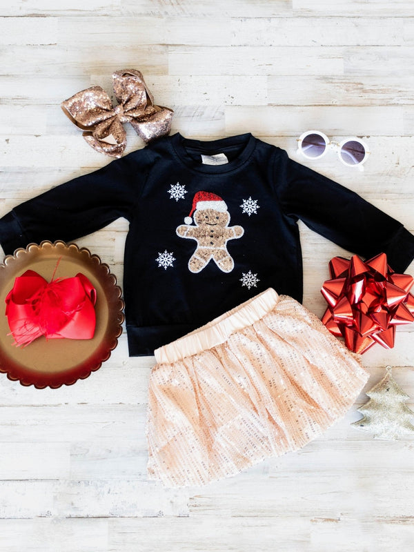 Gingerbread Glam Sparkly Skirt Set