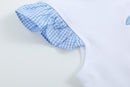 Girls Light Blue Gingham Golf Tee and Shorts 2pc Set