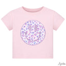 Azarhia Girls Glitter Leopard Smiley Pink Boxy Tee | Boutique Girls Graphic Shirt