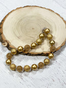 Gold Rhinestone Chunky Bead Necklace