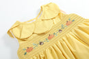 Golden Wheat Pumpkin Smocked Petal Collar Dress
