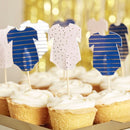 Navy & Pink Baby Onesie Cupcake Toppers for Gender Reveal or Baby Shower Party Decor