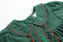 Green Corduroy Christmas Tree Ruffle Dress