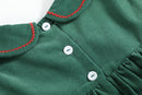 Green Corduroy Christmas Tree Ruffle Dress