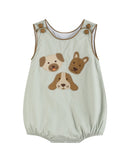 Green Dog Applique Bubble Romper