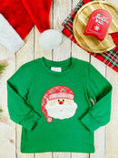 Green Plaid Santa Boys Long Sleeve