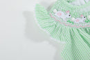 Green Seersucker Bunny Smocked Flutter Romper