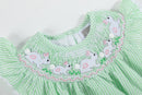 Green Seersucker Bunny Smocked Flutter Romper