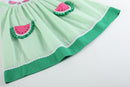 Green Seersucker Watermelon Smocked Bishop Dress