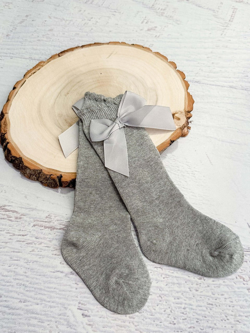 Grey Bow Socks