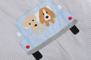 Grey Gingham Puppies in Truck Shortalls