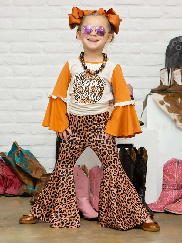 Hippie Soul Animal Print Bell Bottom Set