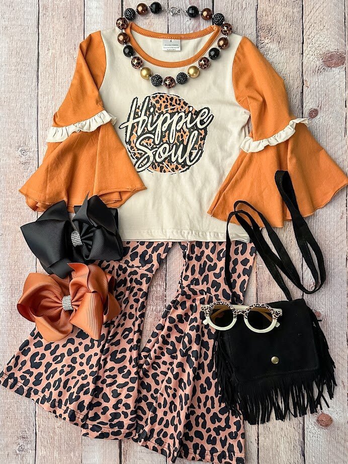 Hippie Soul Animal Print Bell Bottom Set