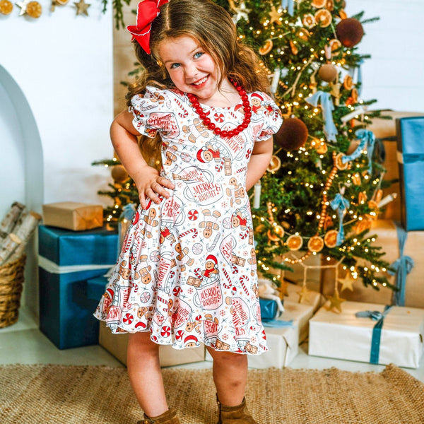 gingerbread dress Party - Ready to Ruffle Scoop back and ballet neckline make getting dressed a breeze Gingerbread Dress, Girls Gingerbread Man