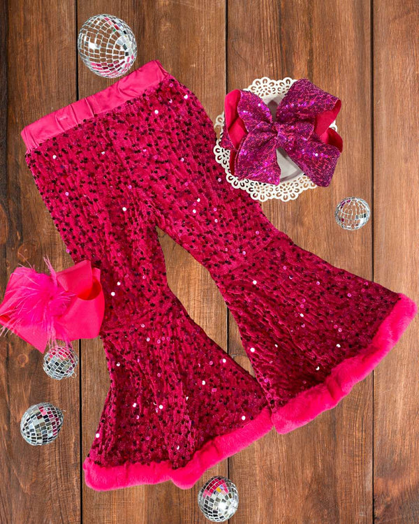 Hot Pink Sequin Bell Bottoms