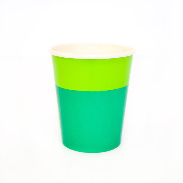 Green and Lime Cup Color Blocked Paper Party Ware