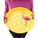 Flamingo Yellow Melamine Serving Tray with Handles | Fun Pool & Patio Decor
