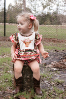 Pink serape cow romper