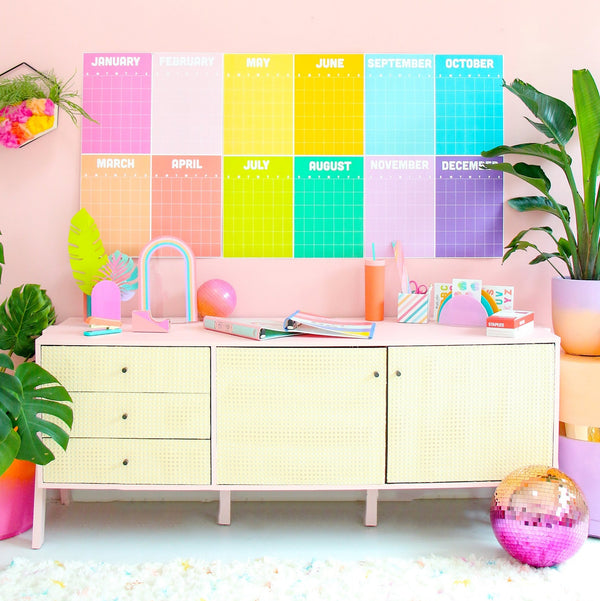 Rainbow paper wall calendar