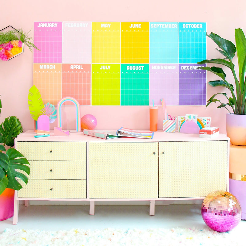 Rainbow paper wall calendar