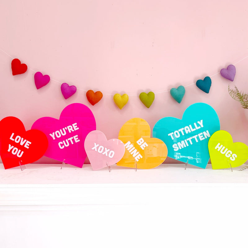Red and Pink Acrylic Conversation Hearts