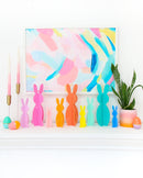 Coral and Yellow Acrylic Bunny Decorations