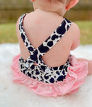 Howdy cow ruffle Romper