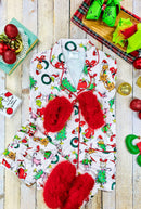 It's Grinchmas Time Fuzzy Trim Girls PJ'S