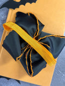 Jack-o-Latern Embroidered Moonstitch Bow Headband