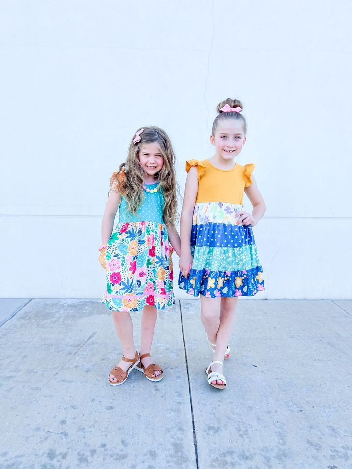 Yellow Tiered Floral Dress