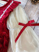 Jolly Red Velvet Smocked Infant Girl's Romper