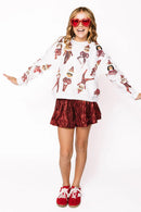 Queen of Sparkles Kids Dark Red Wavy Swing Shorts