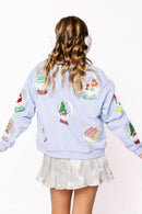 Queen of Sparkles Powder Blue Sequin Christmas Snow Globe Sweatshirt – Kids