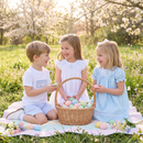 Light Blue Crosses Smocked Bishop Dress