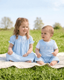 Light Blue Crosses Smocked Longalls