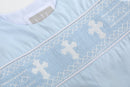 Light Blue Crosses Smocked Longalls