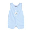 Light Blue Gingham Bunny Applique Shortalls