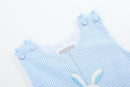 Light Blue Gingham Bunny Applique Shortalls