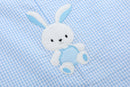 Light Blue Gingham Bunny Applique Shortalls