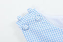 Light Blue Gingham Bunny Applique Shortalls