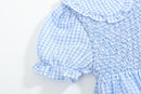 Light Blue Gingham Smocked Dress