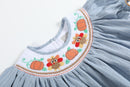 Light Blue Pinstripe Turkey Smocked Bishop Dress